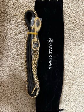 Spark Paws Gold & Black Chain Dog Leash